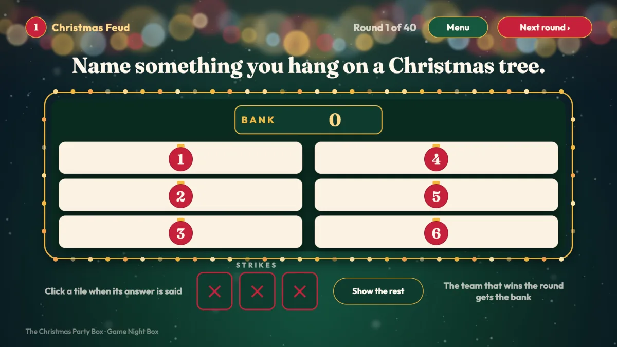 Christmas Feud before the answers are shown
